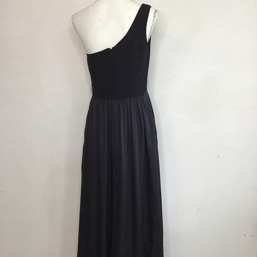White Vera Wang Women’s Elegant Sofiscicate Black One Shoulder Maxi Dress Size 8 - Picture 3 of 15